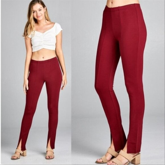 MONICA Burgundy Skinny Pants - Picture 5 of 9
